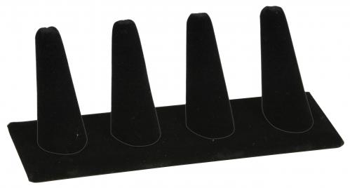 4-Finger ring stand;rectangle base- Black velvet